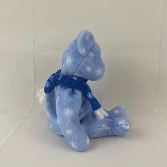 Ty Beanie Baby 1999 Holiday Teddy Blue Snowflake Scarf 9" Plush Stuffed Animal - Picture 3 of 6
